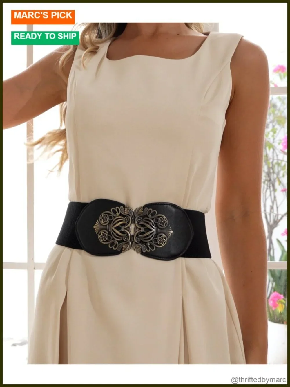 3 Inch Wide Waspie Elastic Vintage Buckle Waist Belt